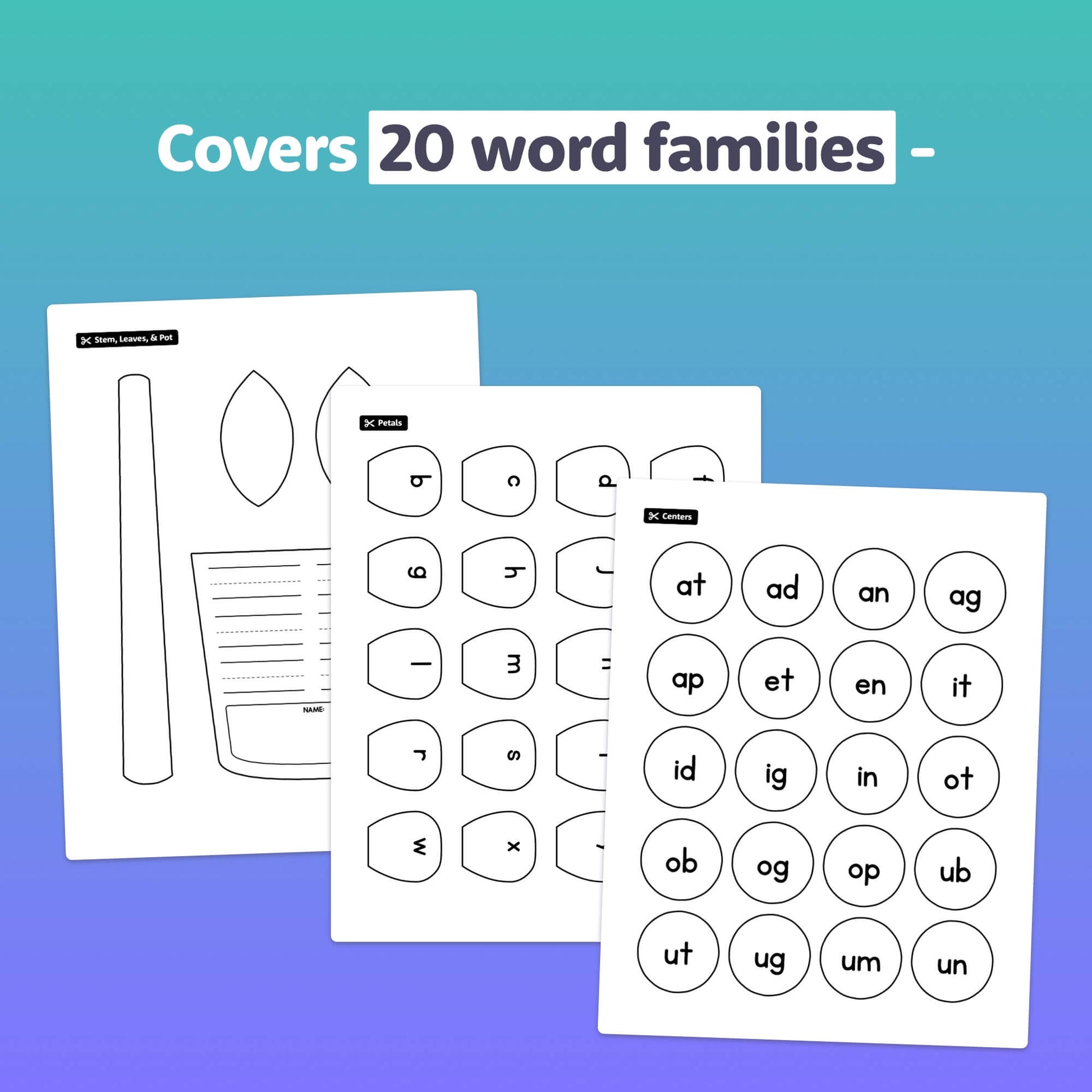 Printable CVC word family activity