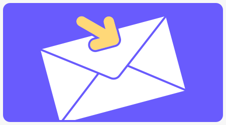 yellow arrow overlaid atop a white envelope