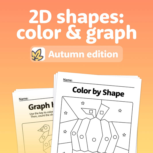 Autumn 2d Shapes: Color & Graph Worksheets