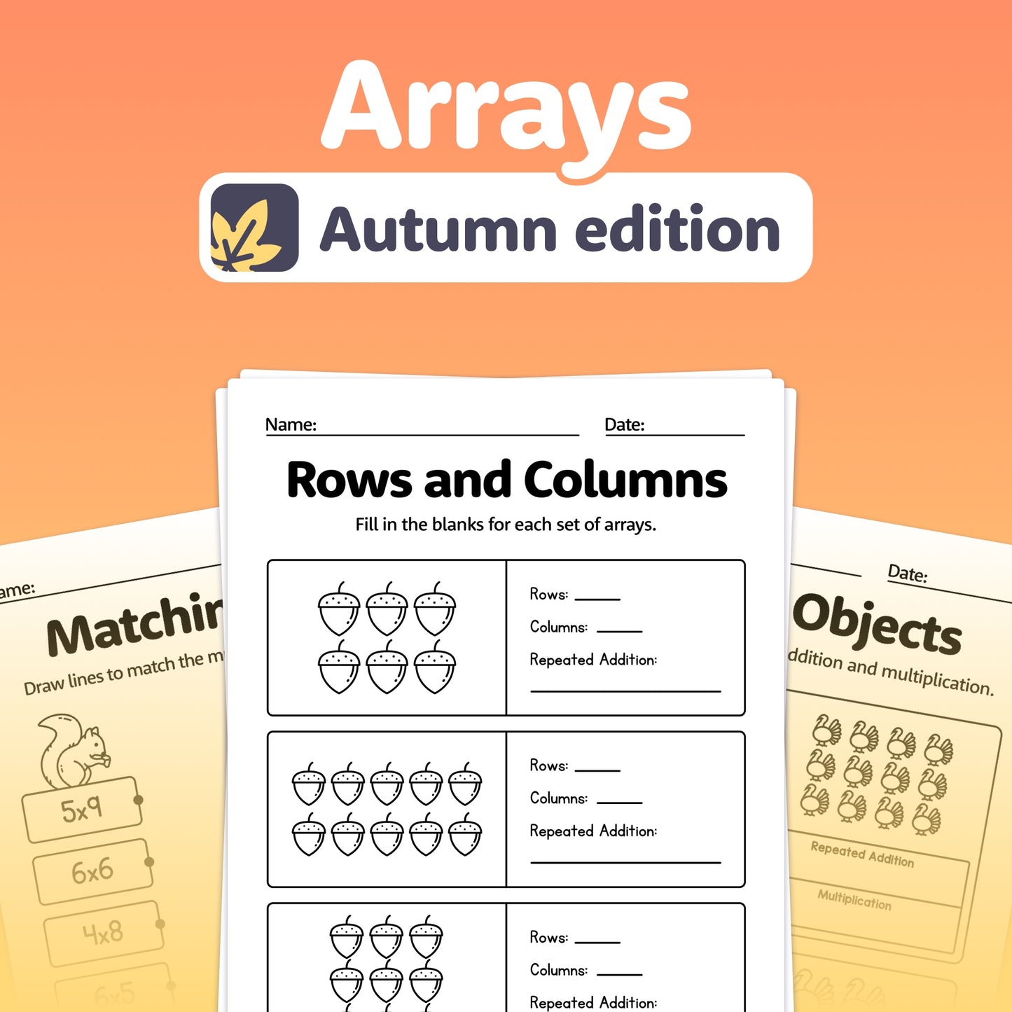 Fill-in-the-blanks activity with rows and columns.