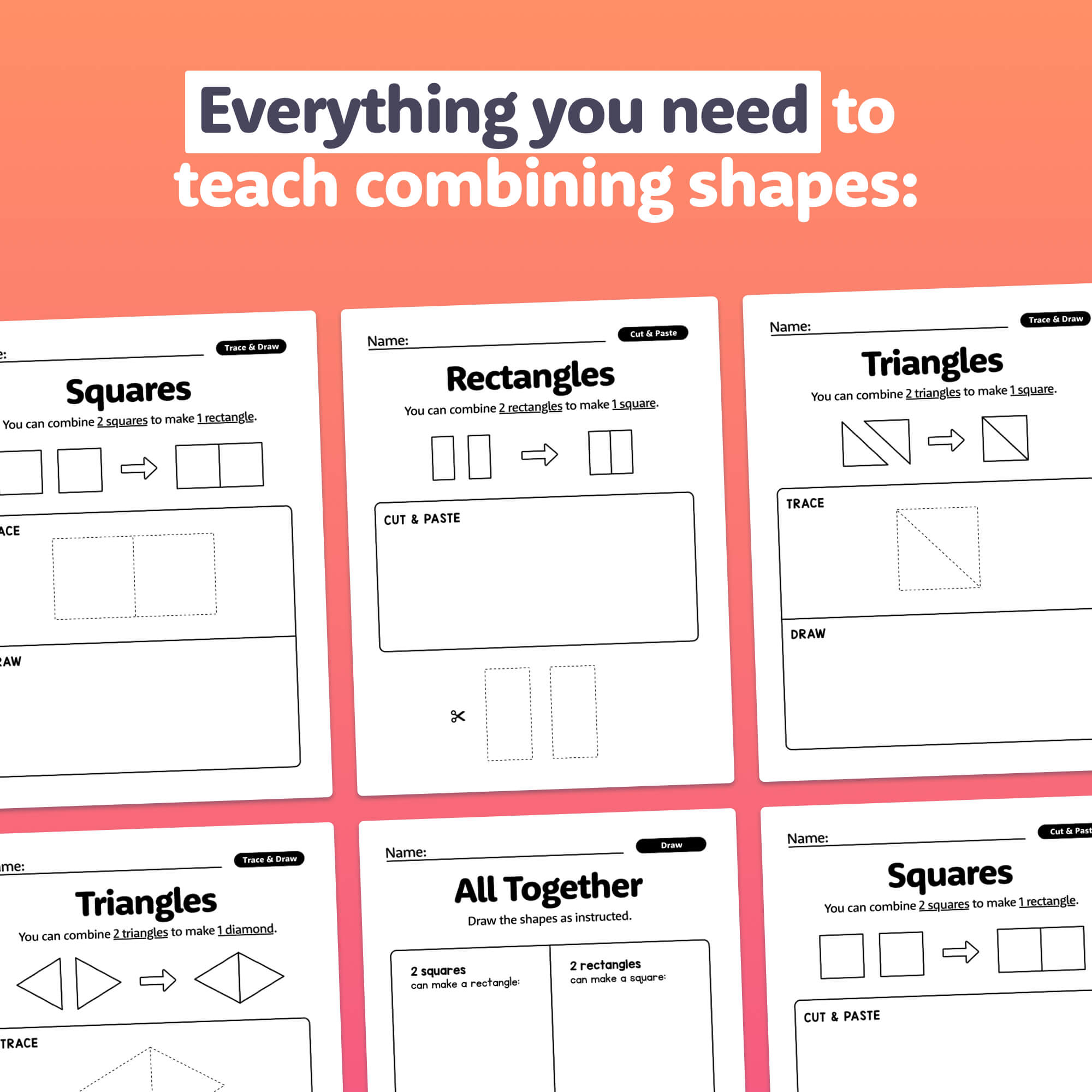 Combining Shapes Worksheets (Printable PDF) – That Little Robot