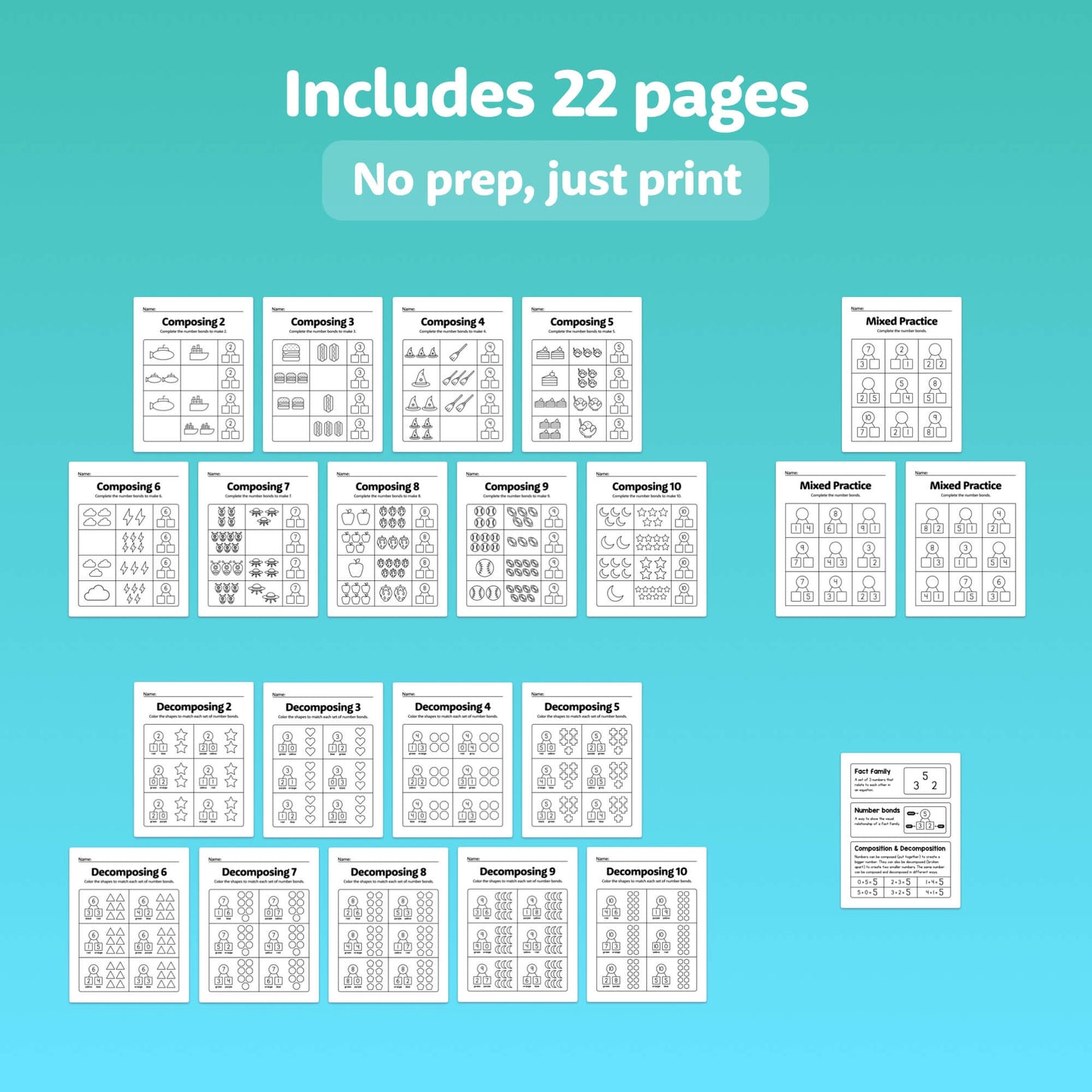 No prep 1st grade number sense pack