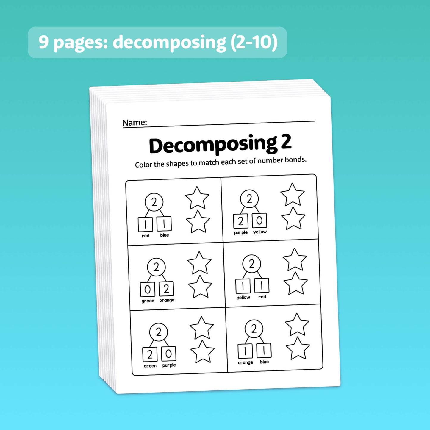 Decomposing numbers worksheets