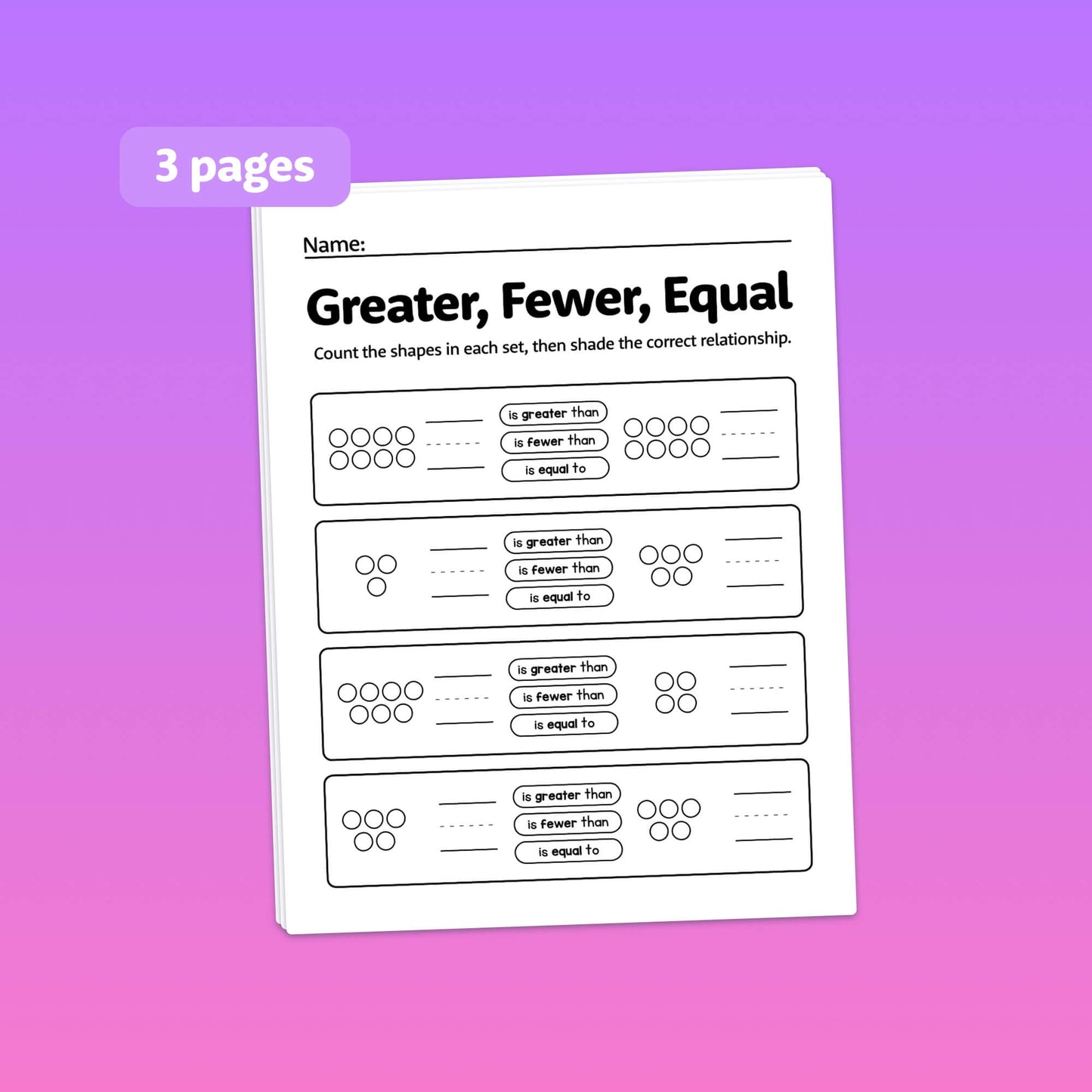 Greater, fewer, & equal activities