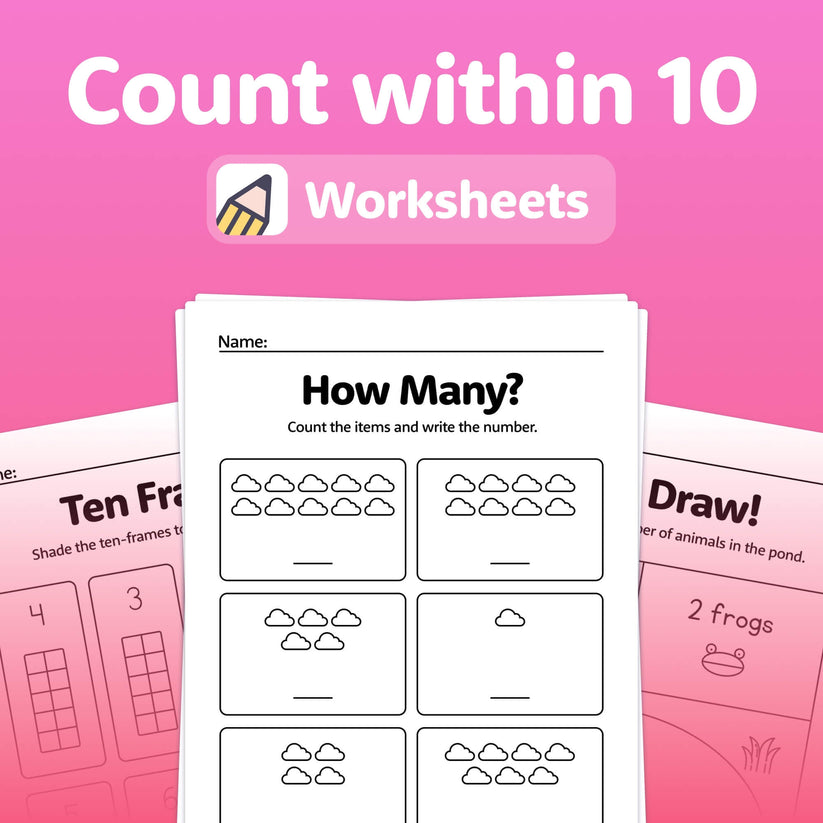 Count Within 10 Worksheets (Printable PDF) – That Little Robot