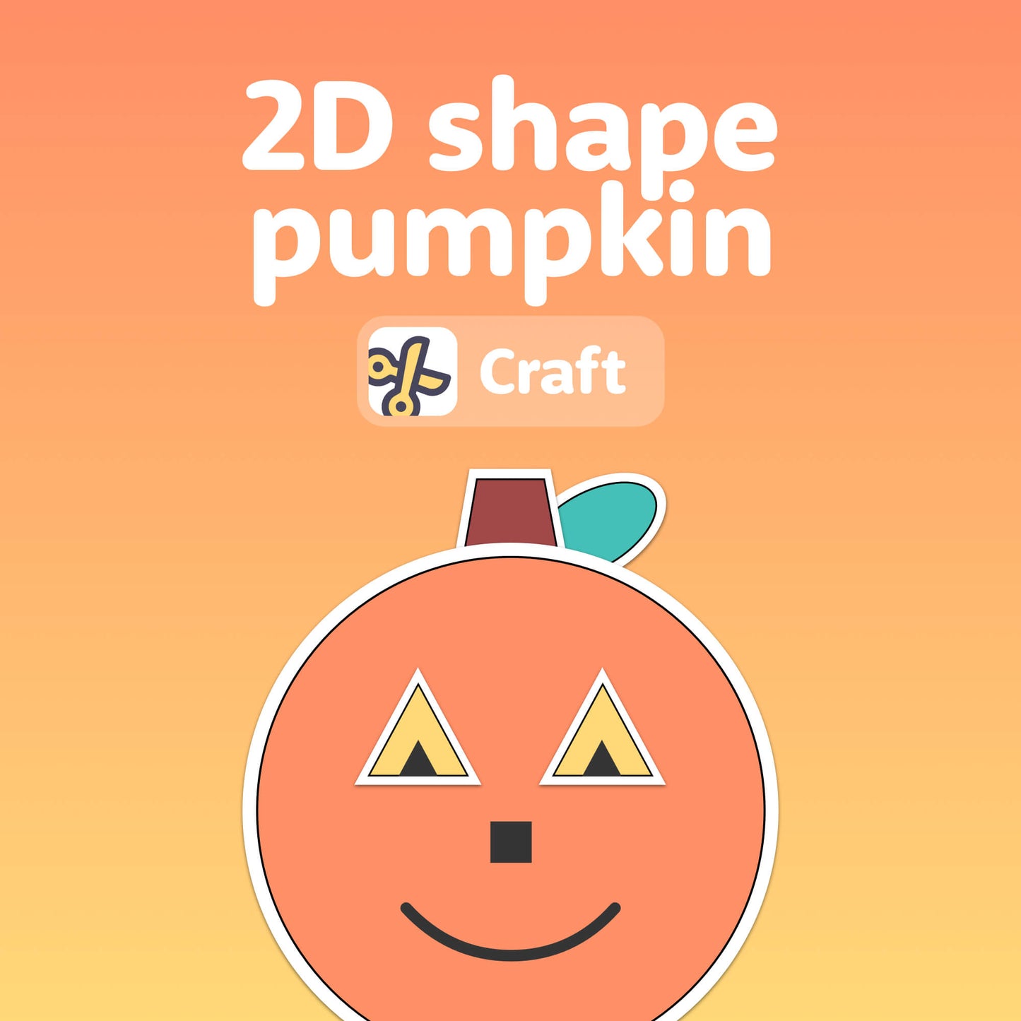 Illustration of a pumpkin craft using various geometric shapes.