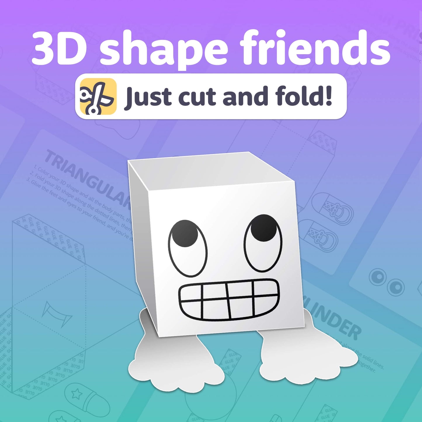 3D shape craft with a smiley face.