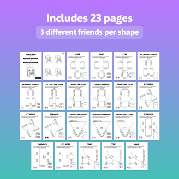 3D Shape Friends Craft (Printable PDF) – That Little Robot