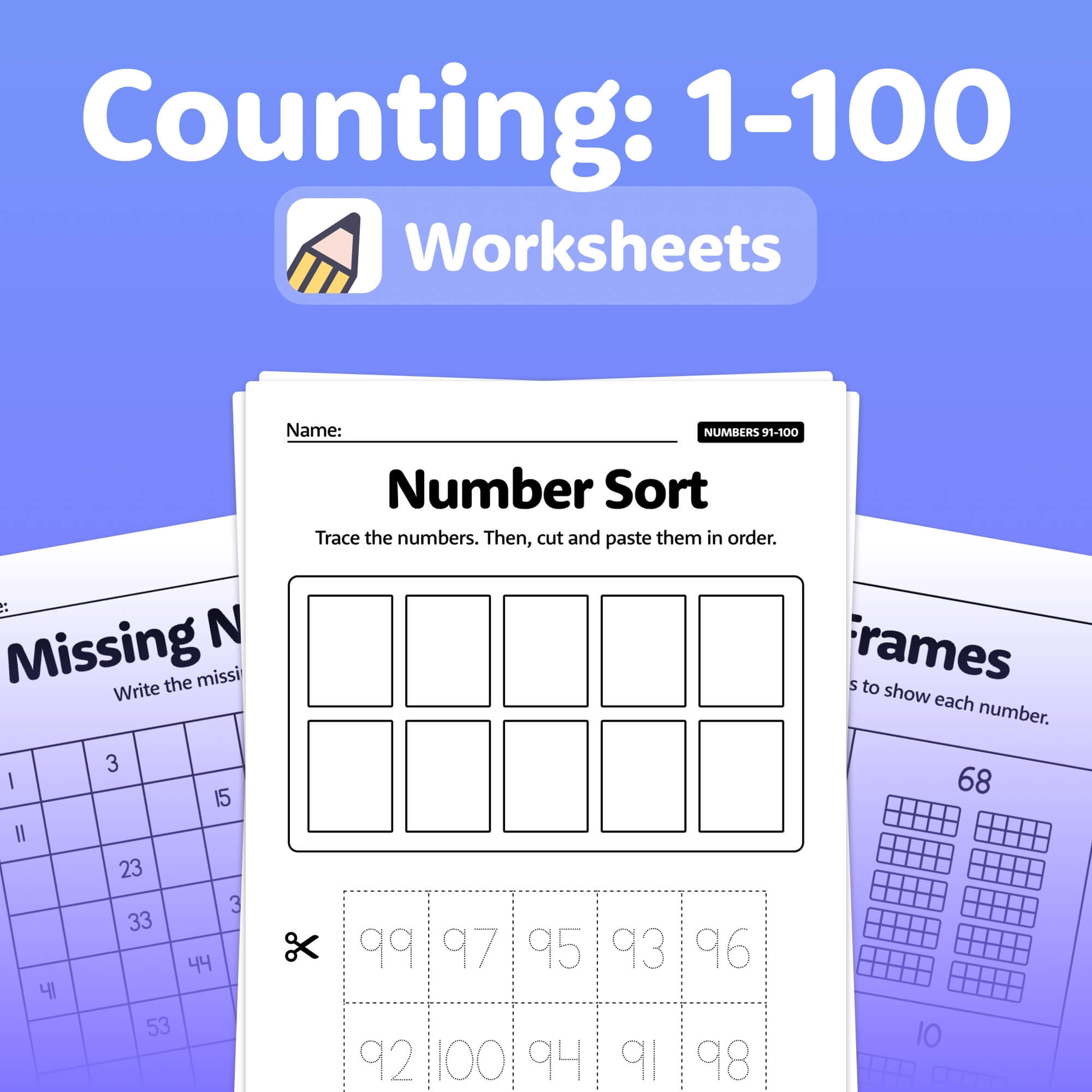 Counting: 1-100 Worksheets (Printable PDF) – That Little Robot