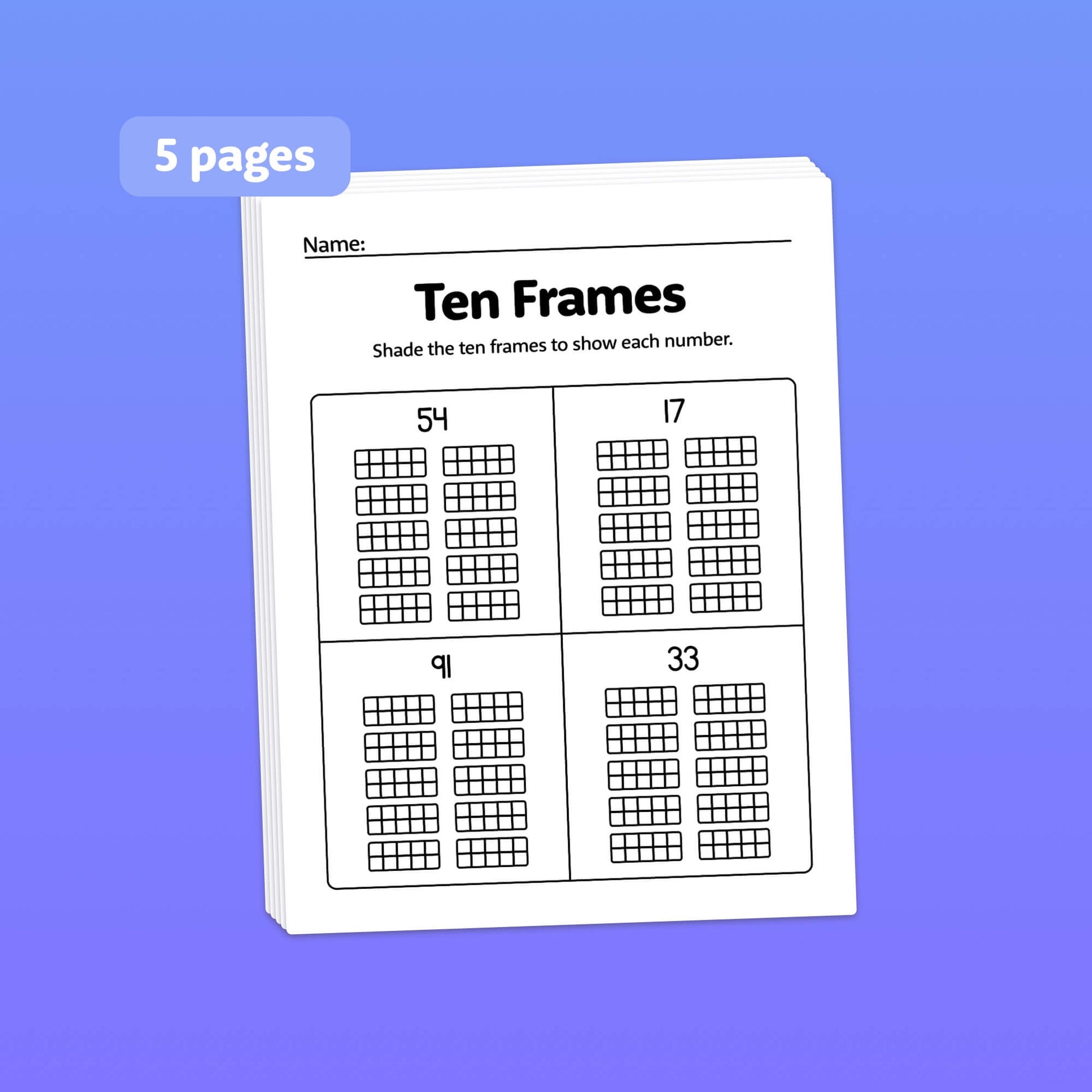 Ten frames worksheet