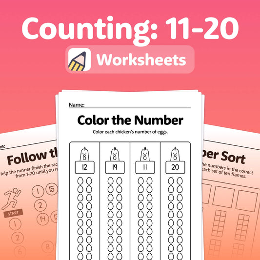 Counting teen numbers worksheets