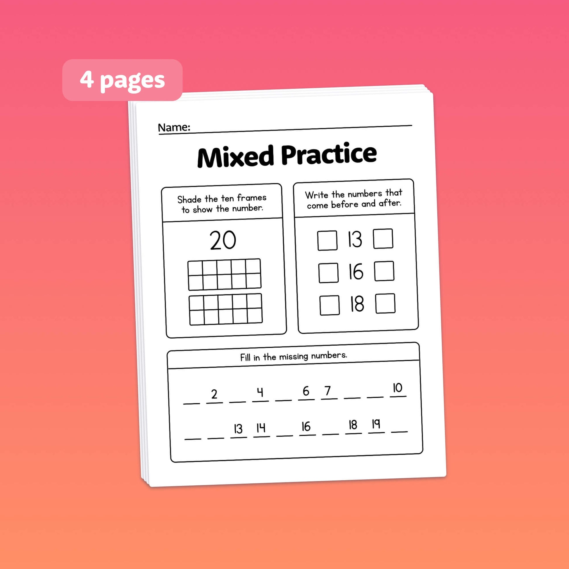 Counting mixed practice assessment