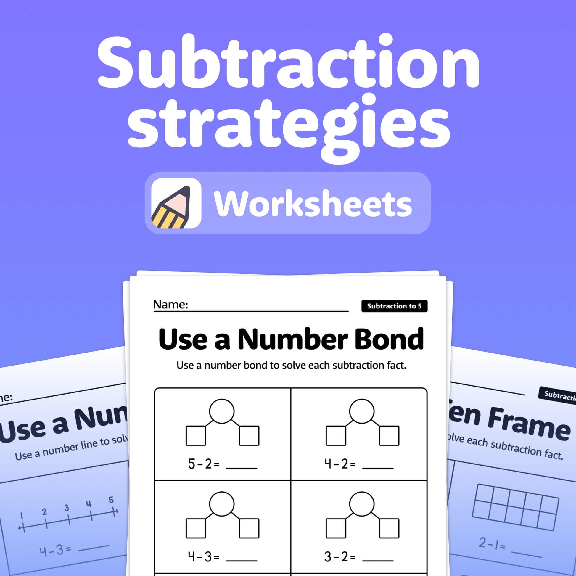 Subtraction strategies worksheets