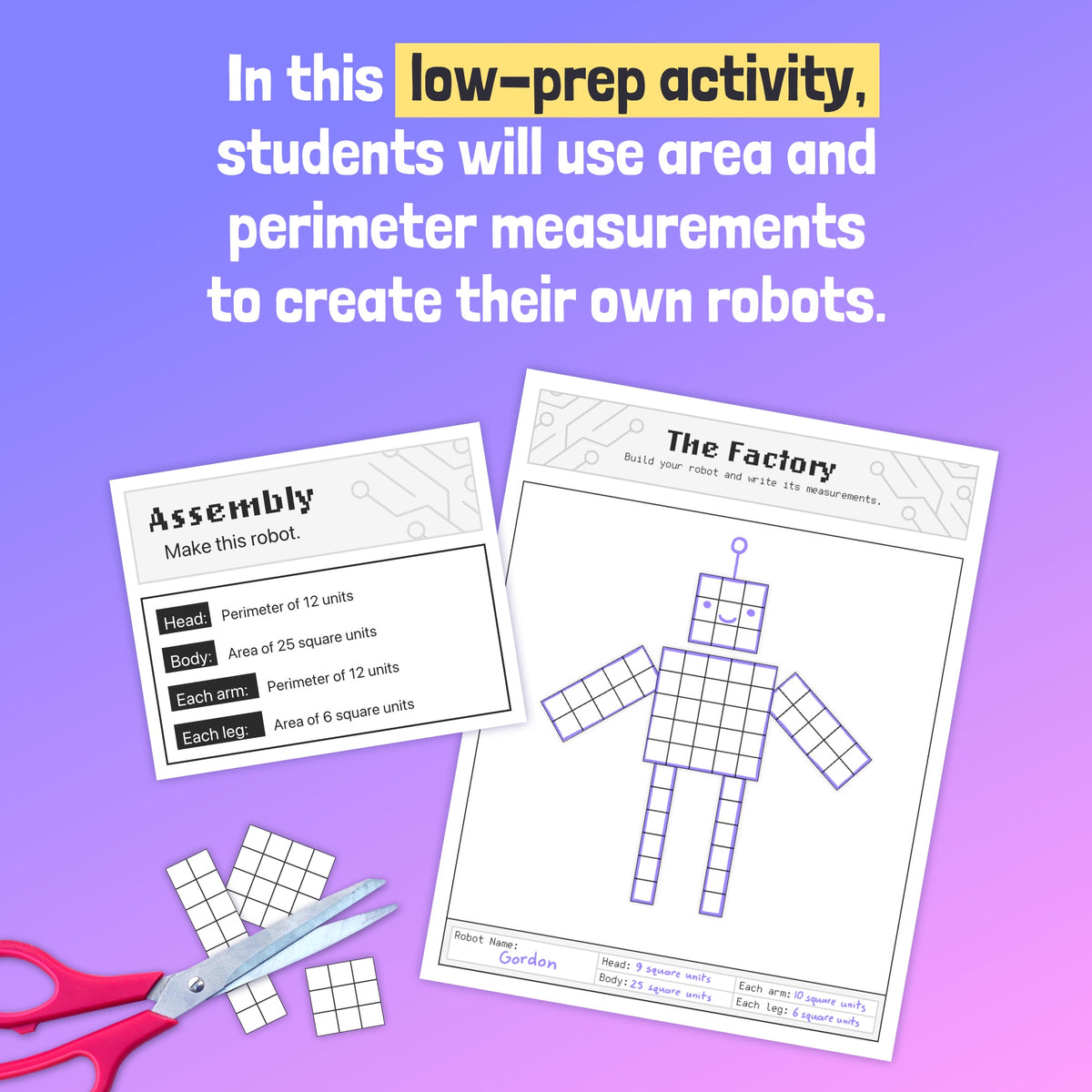 Area and Perimeter Robots Activity (Printable PDF) – That Little Robot