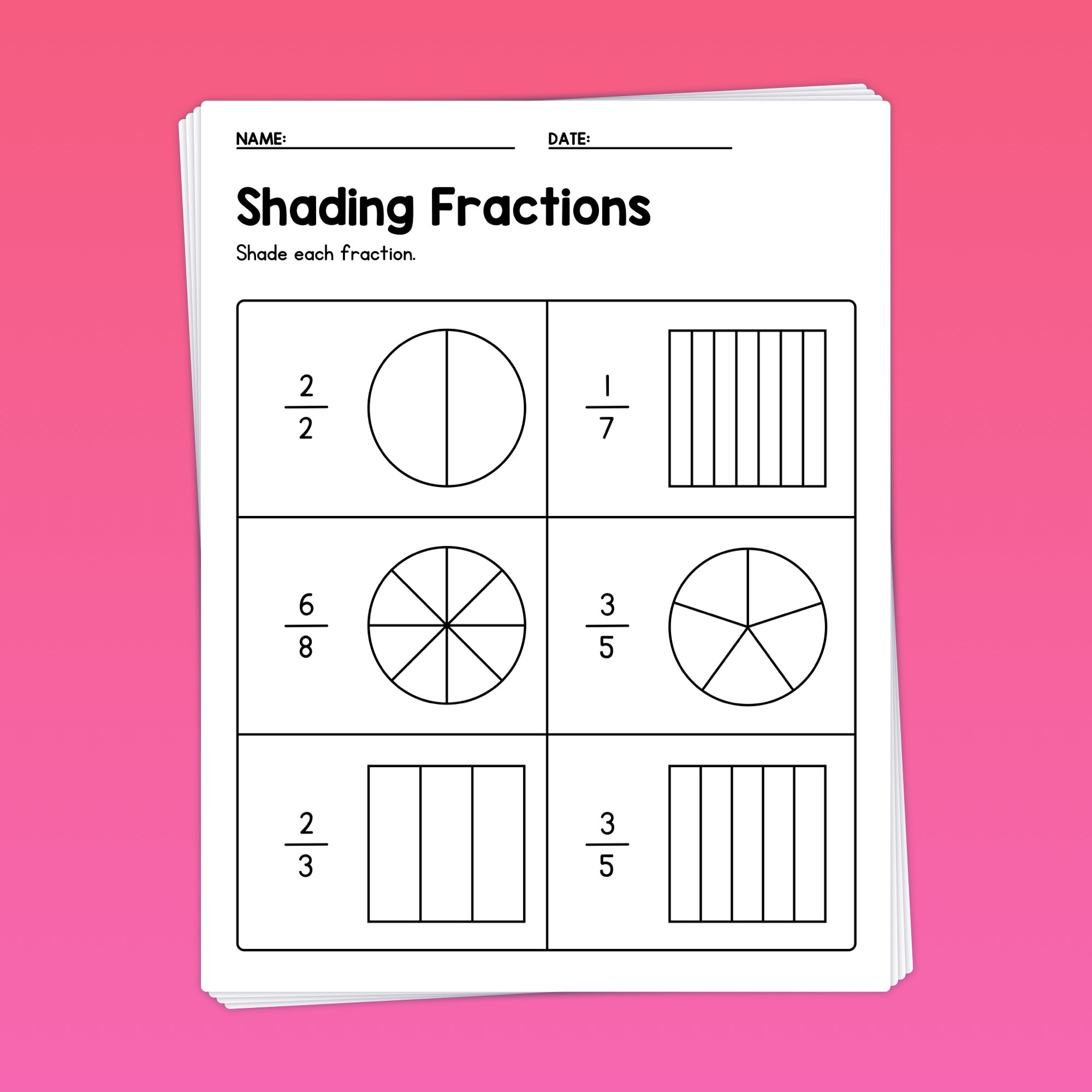 Fraction Worksheets (Printable PDF) – That Little Robot