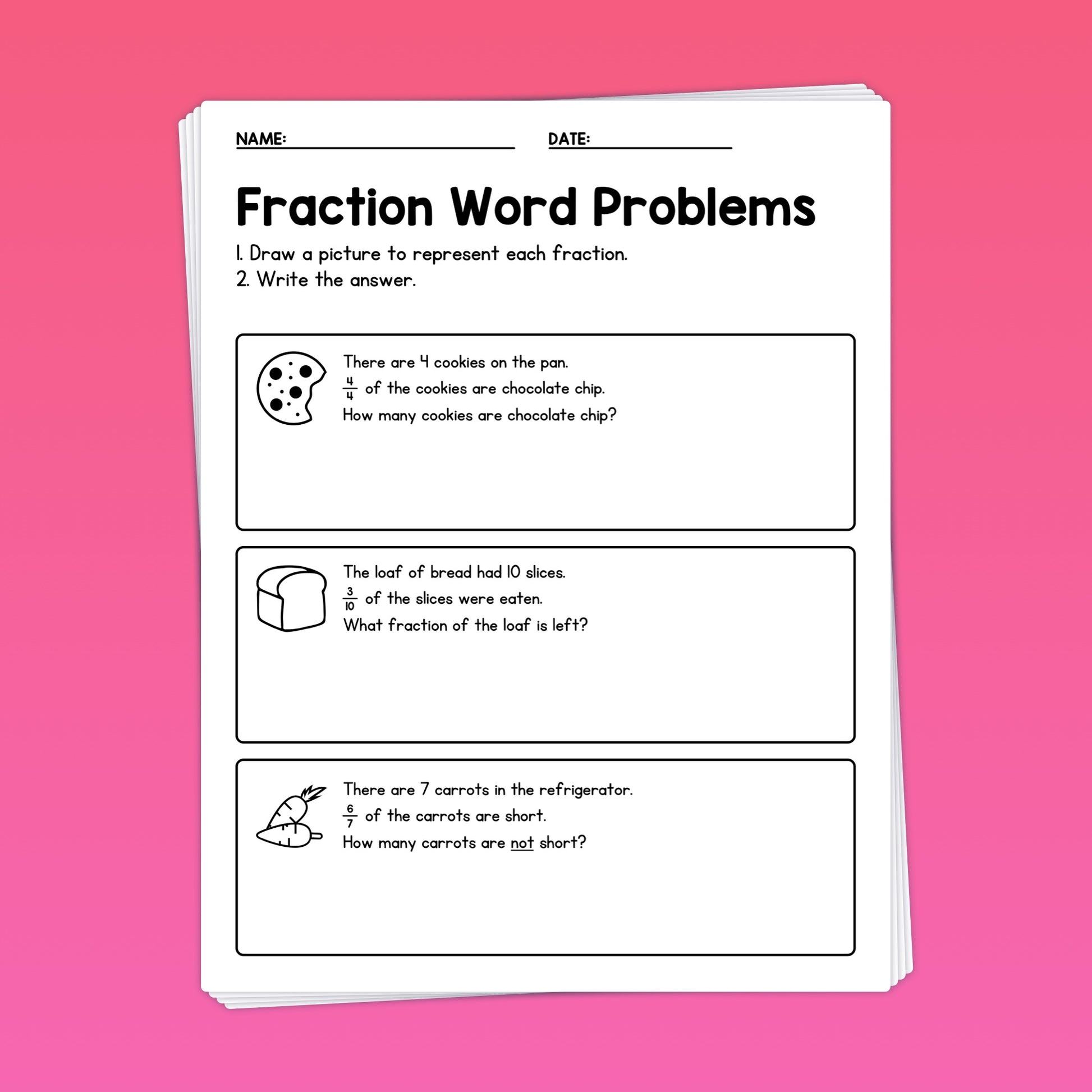 Fraction word problem worksheets
