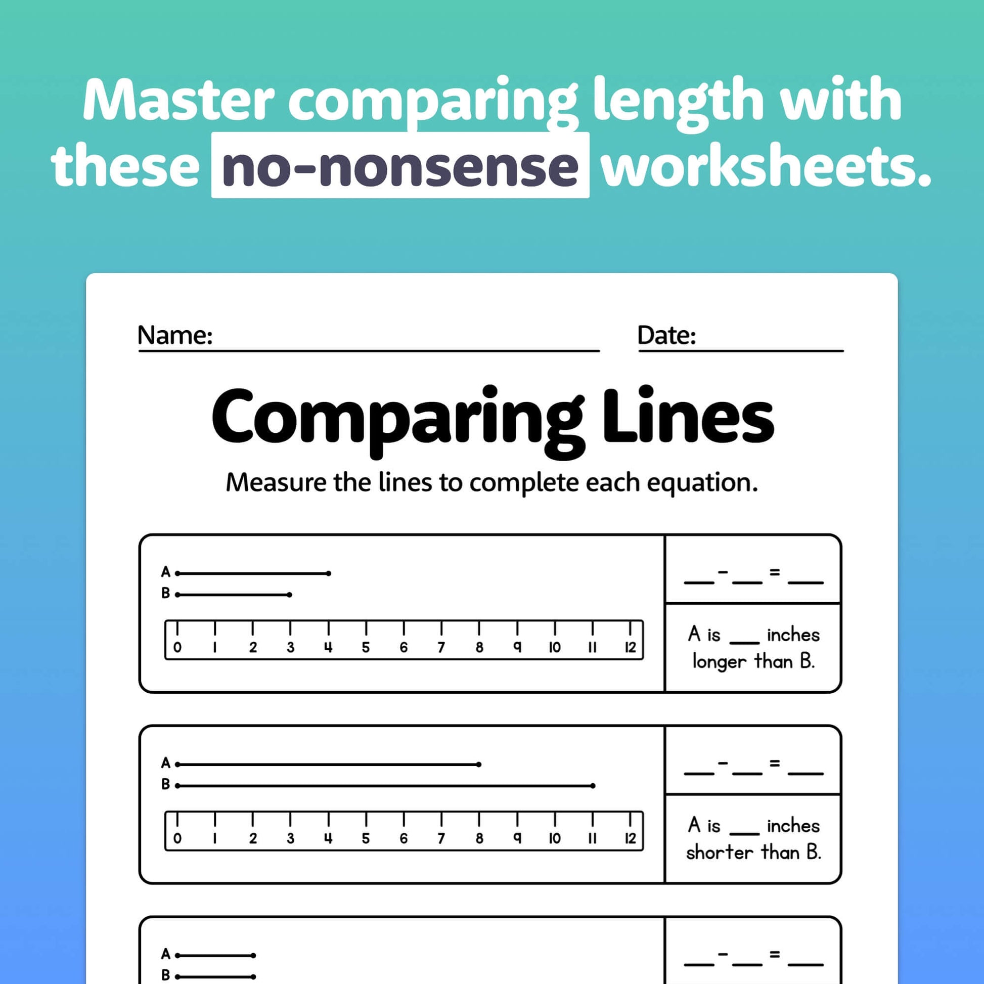 Comparing Length Worksheets