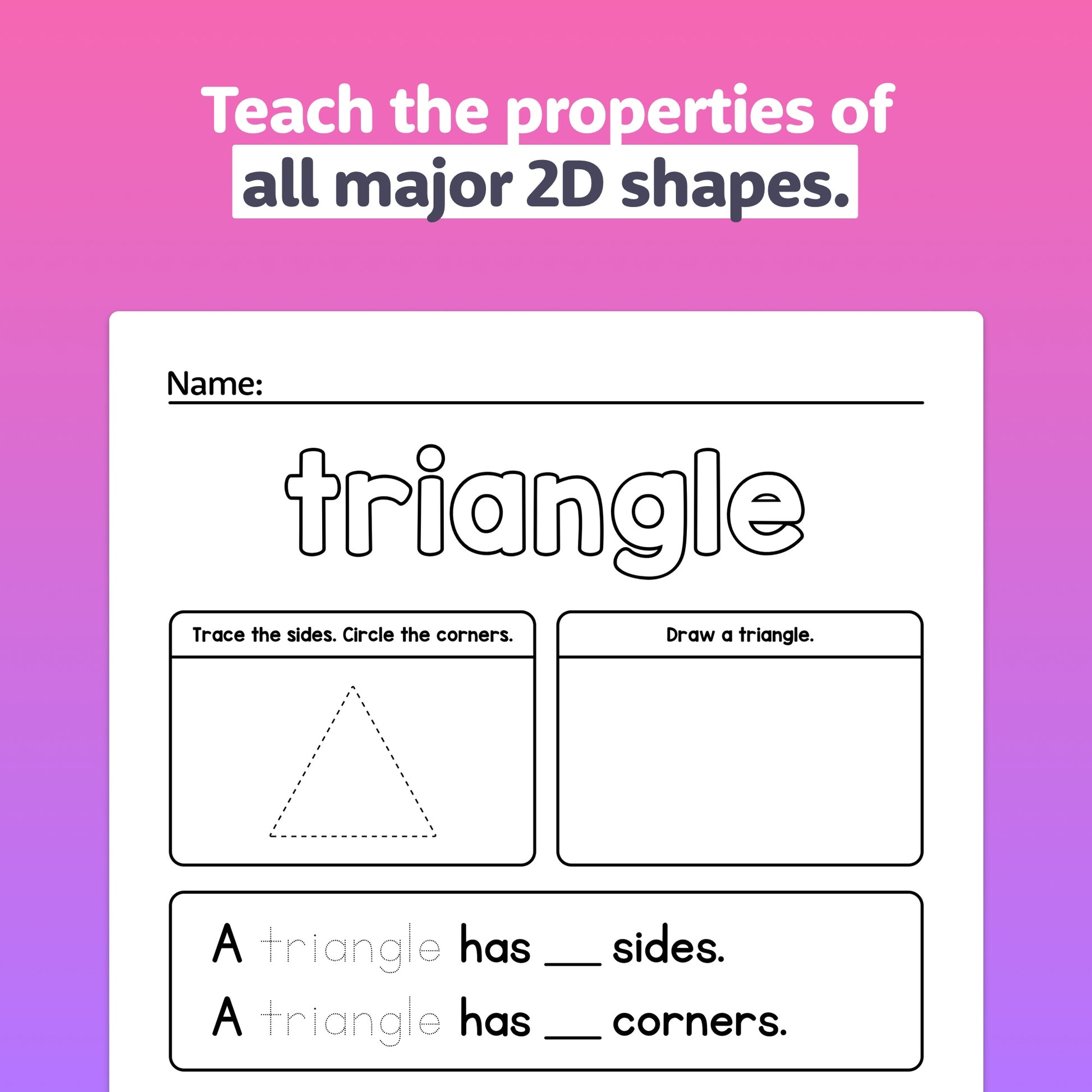 2D Shape Properties Worksheets (Printable PDF) That Little Robot