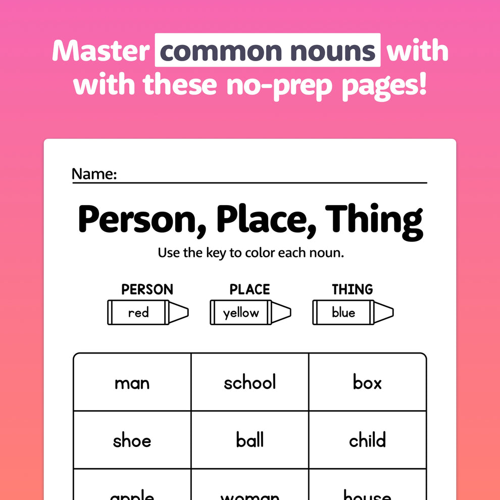Common Nouns Worksheets (Printable PDF) – That Little Robot