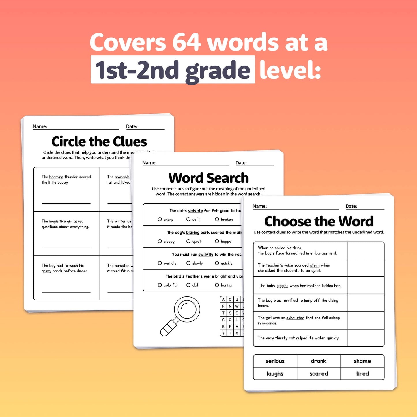 1st & 2nd grade vocabulary centers
