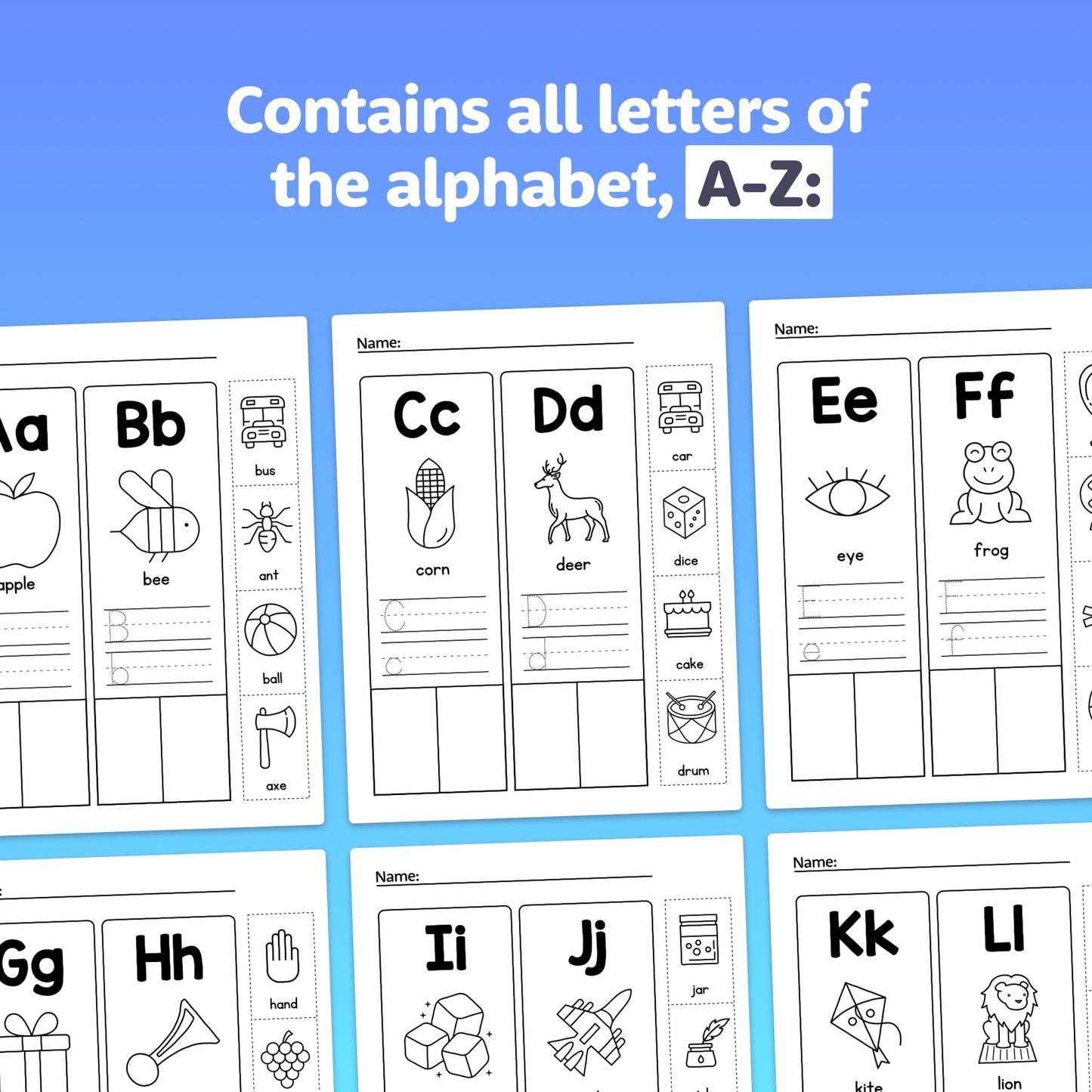 No prep kindergarten alphabet literacy centers