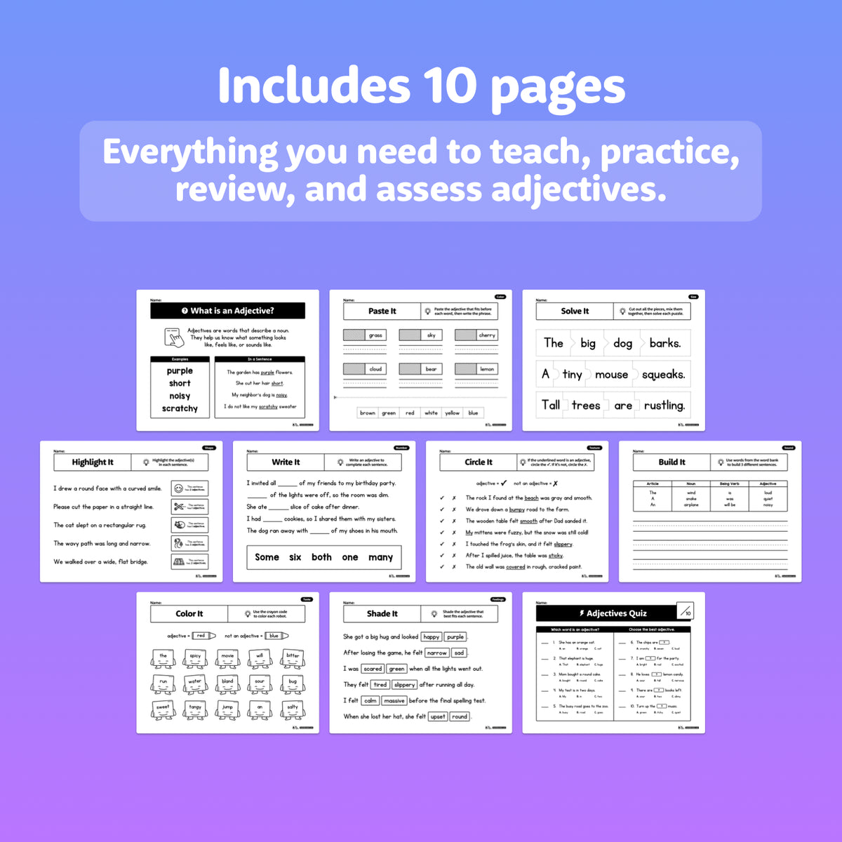 Adjective Annotating Worksheet.pdf Adjectives Worksheets | Printable PDF – That Little Robot
