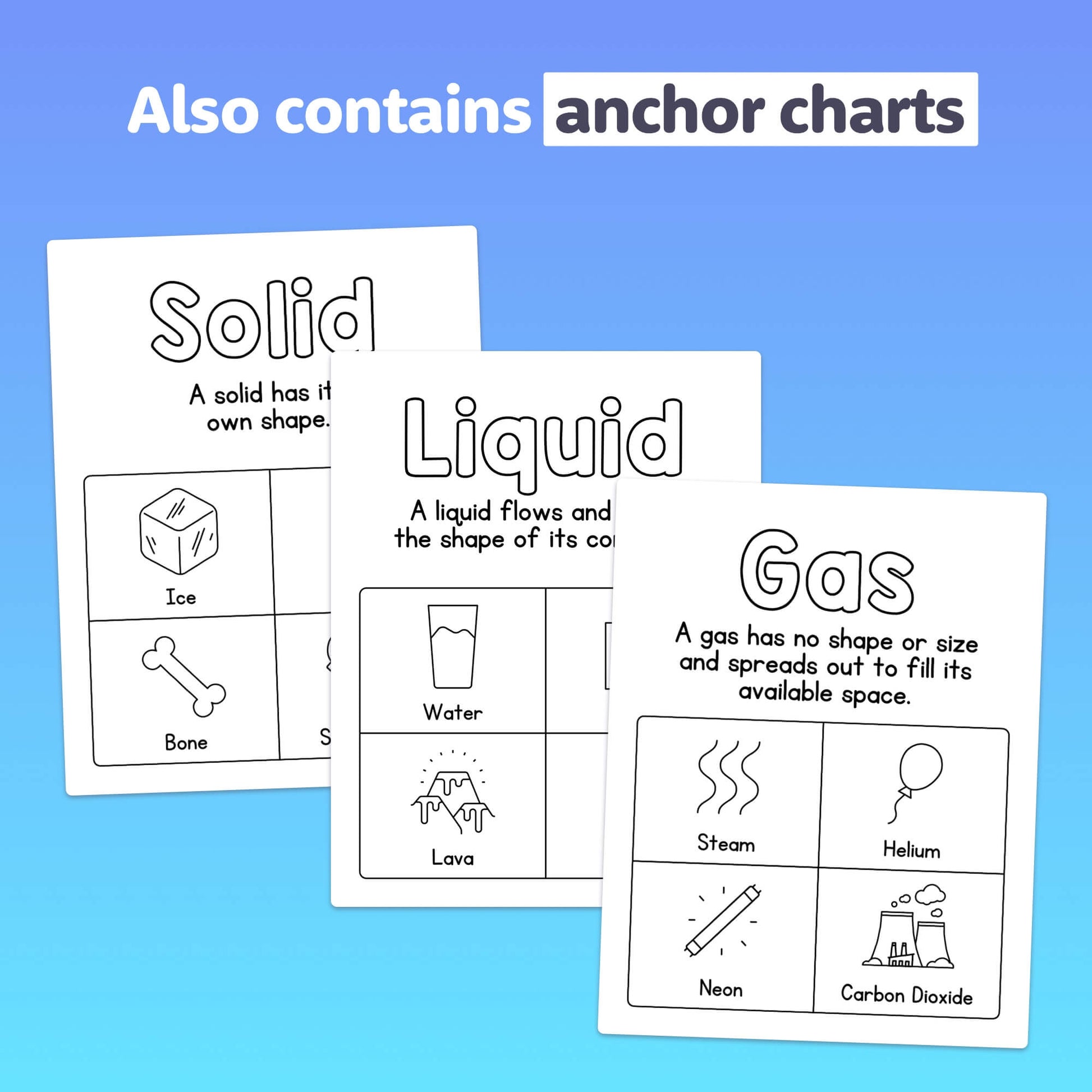 States of matter anchor charts