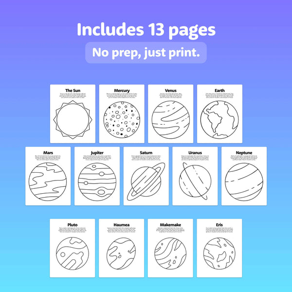 The Planets Coloring Sheets (Printable PDF) – That Little Robot