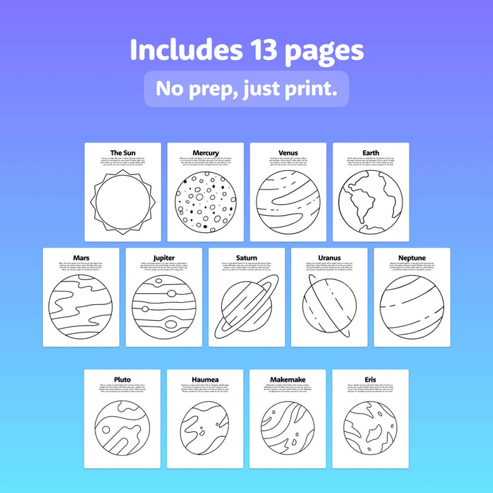 The Planets Coloring Sheets (Printable PDF) – That Little Robot