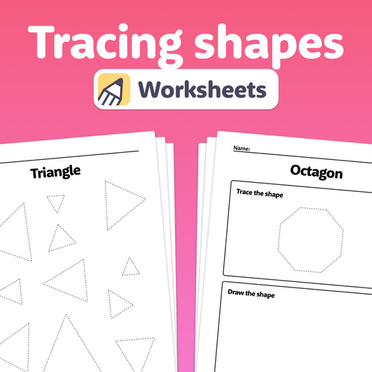 Worksheets with triangle and octagon tracing outlines.