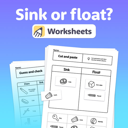 Kindergarten, 1st, and 2nd grade sink or float worksheets.