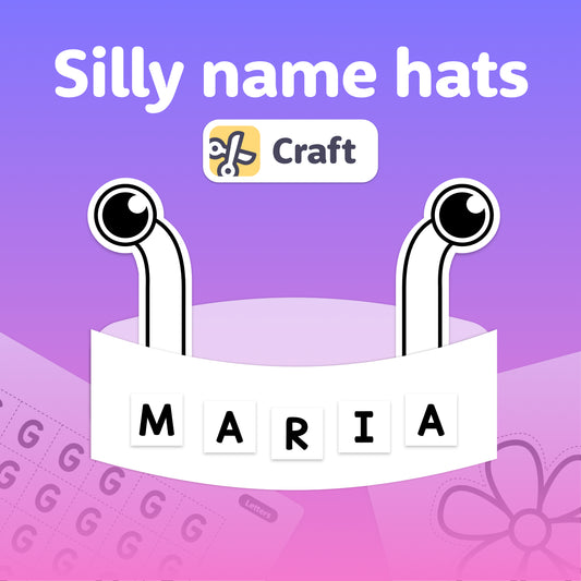 Printable PDF worksheets showing cut-out hat shapes and areas for writing names.