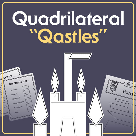 Paper castle craft shaped with quadrilaterals and geometric elements.