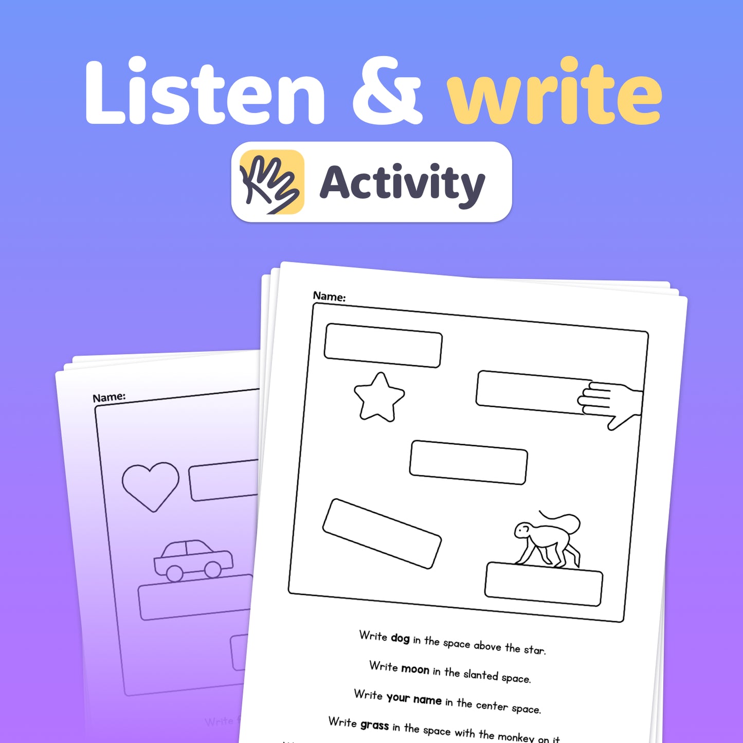 Worksheets display various shapes and simple drawings for student use.