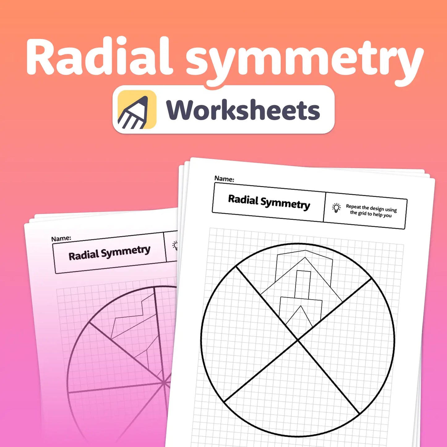 Worksheets with bold title text displayed at the top of each page.