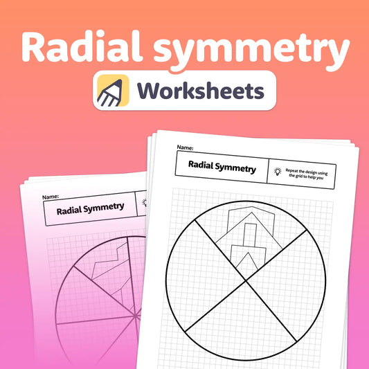 Worksheets with bold title text displayed at the top of each page.