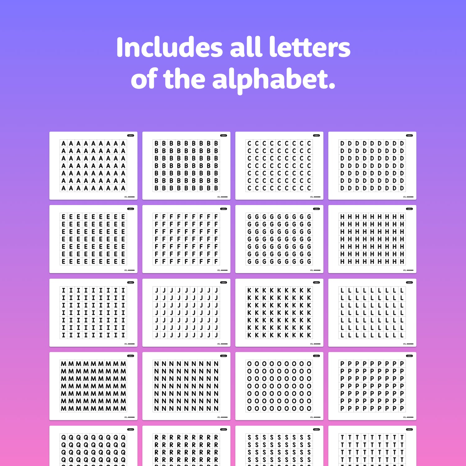 Alphabet letters are arranged in a repeating pattern.