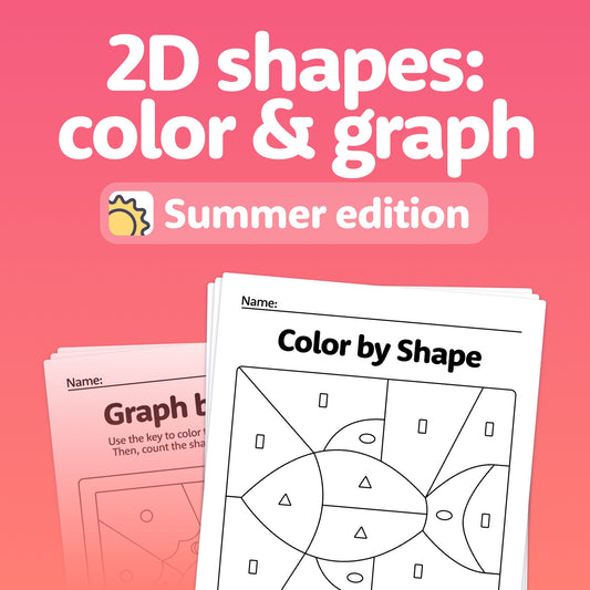 Summer 2D Shapes: Color & Graph Worksheets