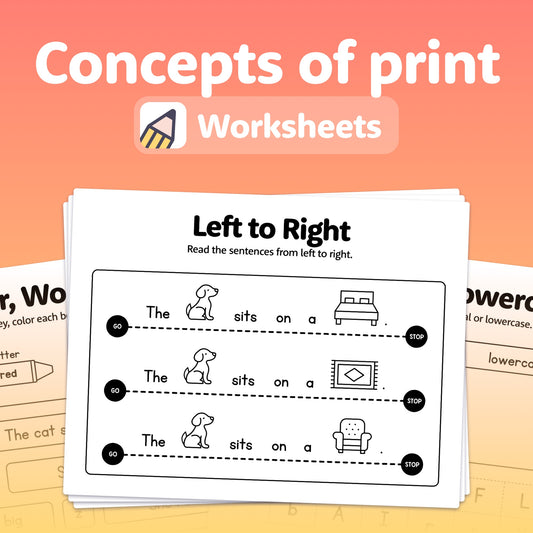 Pre-K concepts of print worksheets