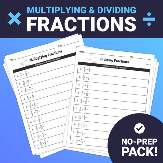 Multiplying and Dividing Fractions Assessments