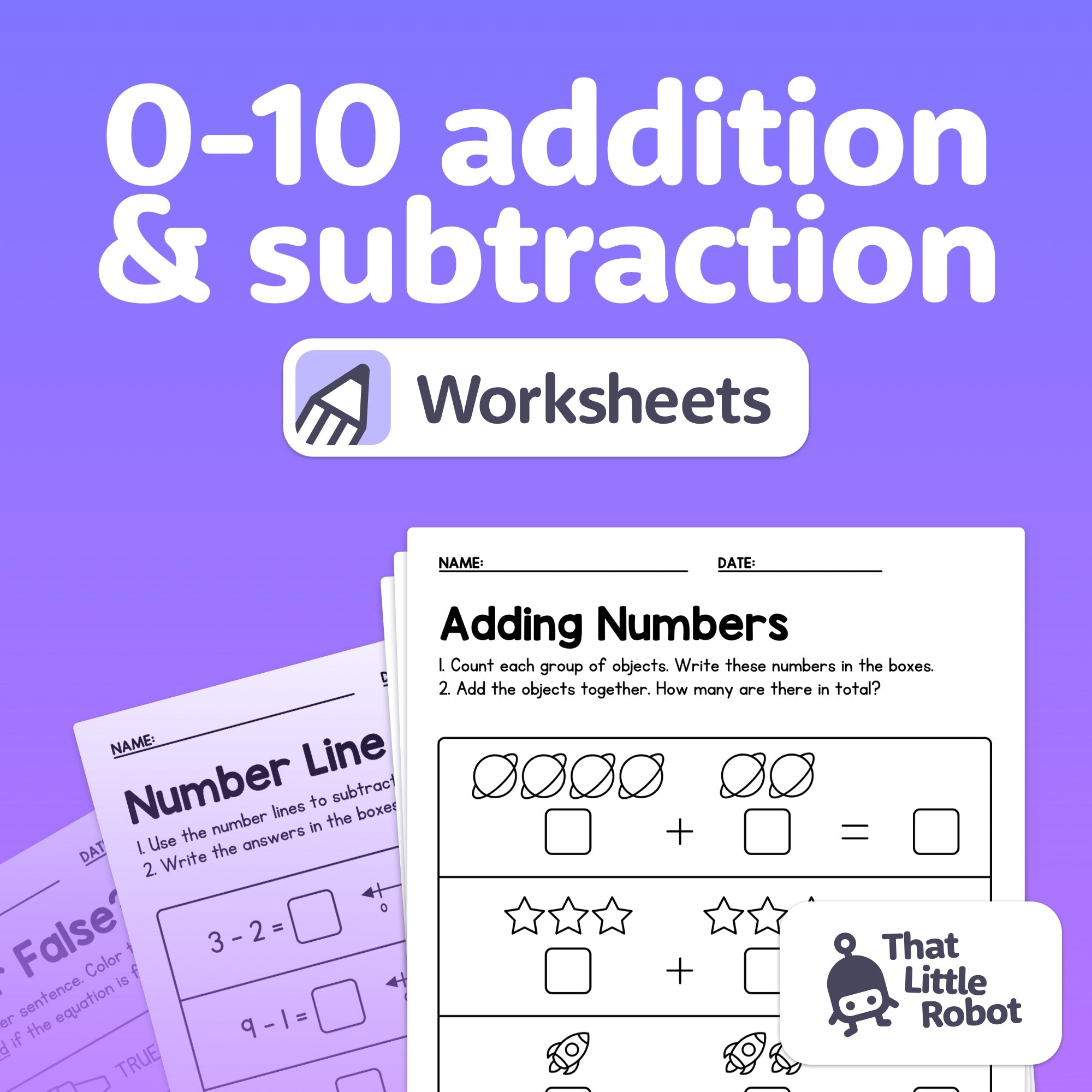 Addition and Subtraction Within 10 Worksheets (Printable PDF) – That ...