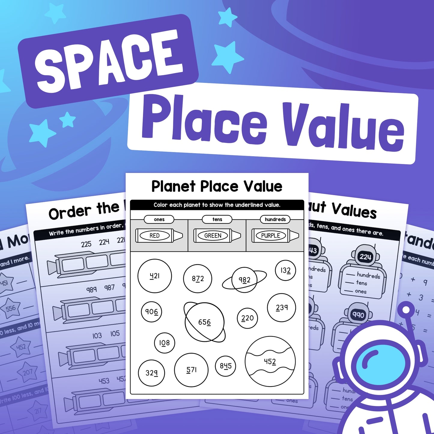 Space Place Value Worksheets