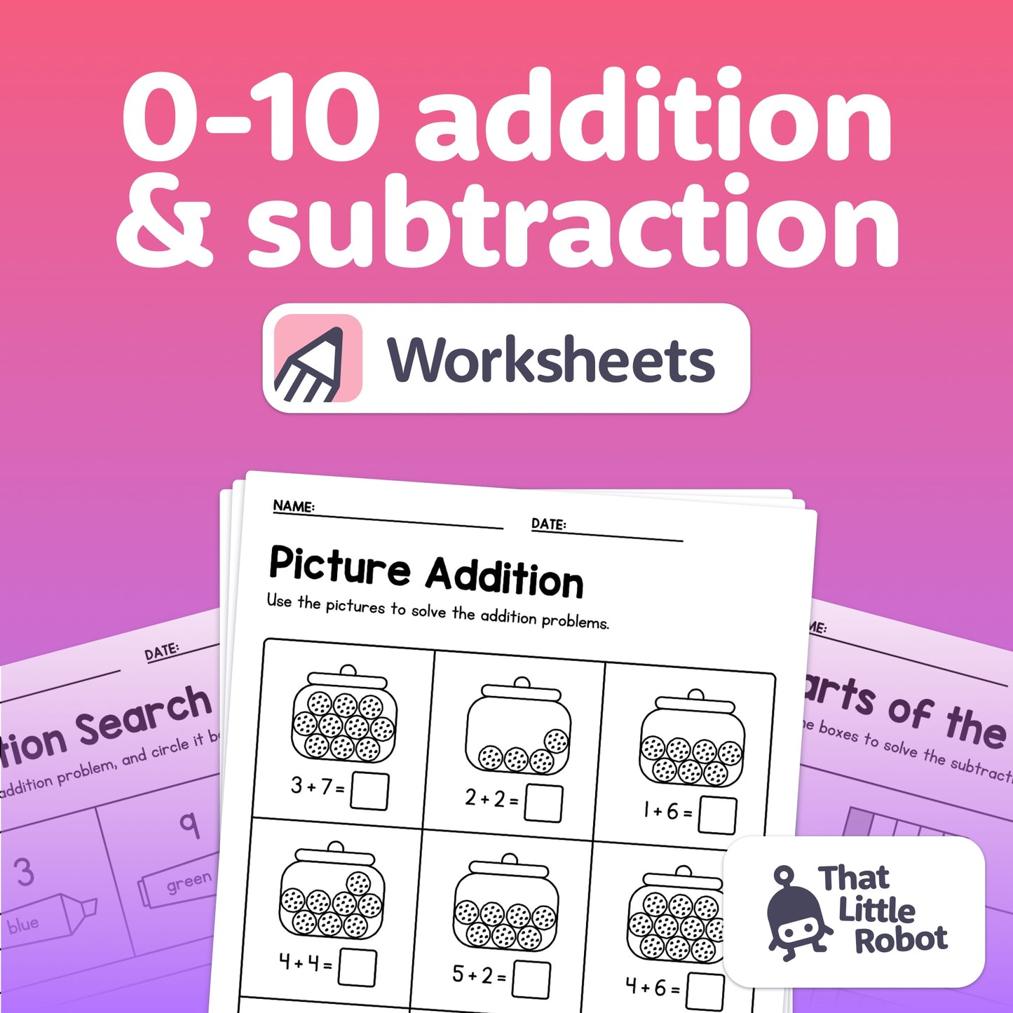 Addition and subtraction within 10 worksheets
