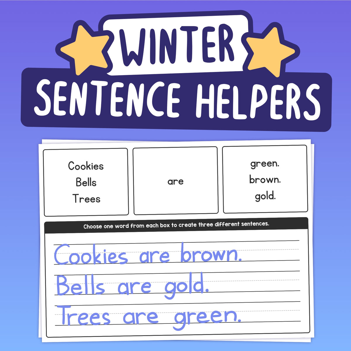 Sentice Helpers Winter Sentence Helper Worksheets – That Little Robot