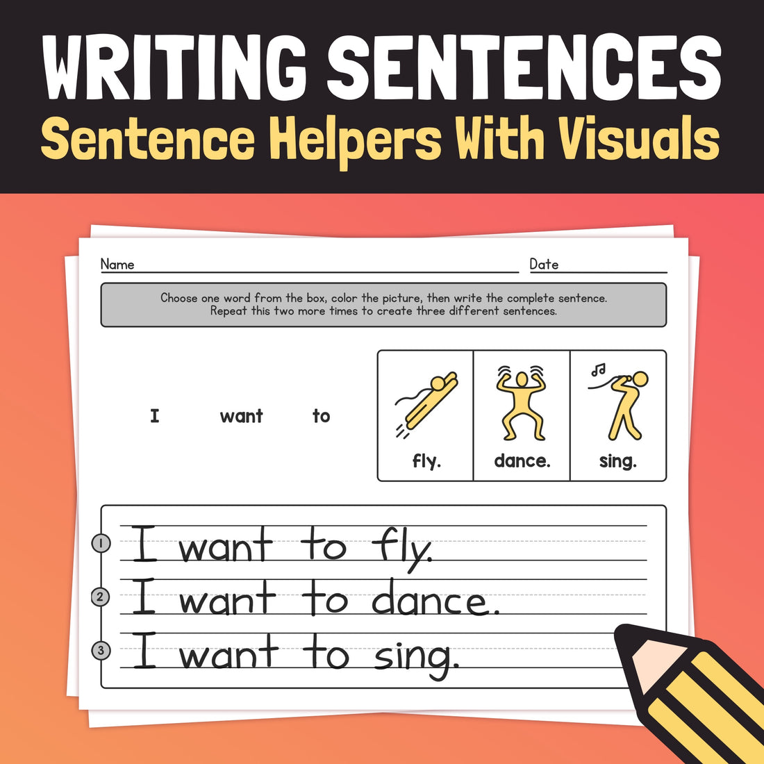 Sentence Helper Worksheets – That Little Robot