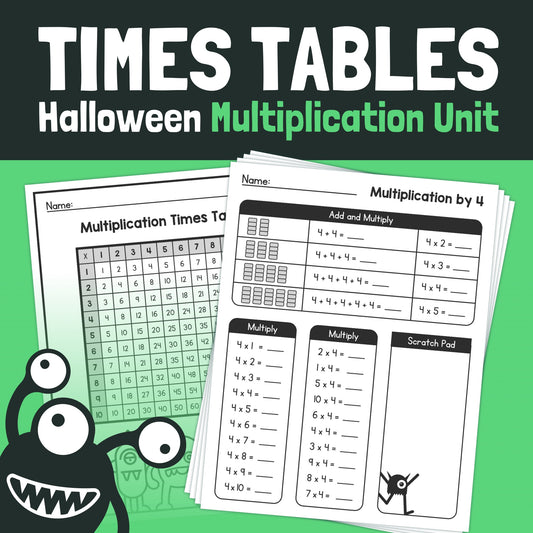 Monster Times Tables Worksheets