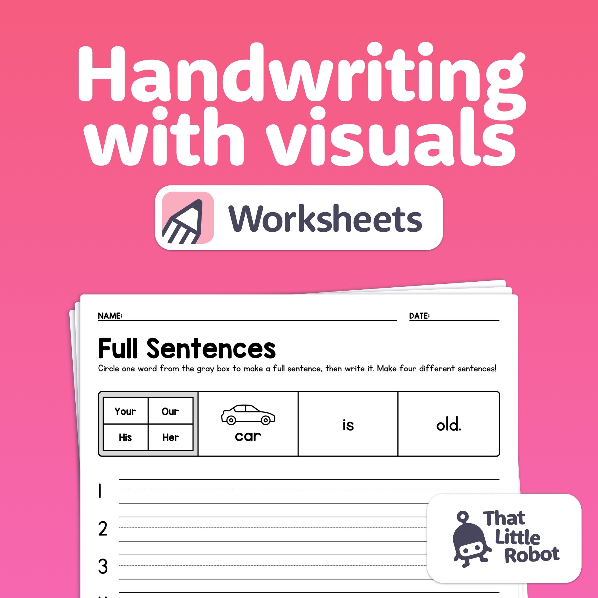 Connect Text With Visuals Worksheet.pdf Handwriting with Visuals Worksheets (Printable PDF) – That Little Robot