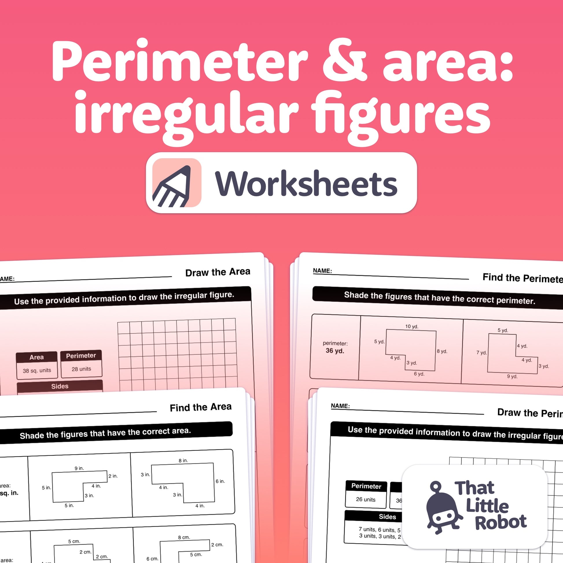 3rd and 4th grade perimeter and area of irregular figures worksheets