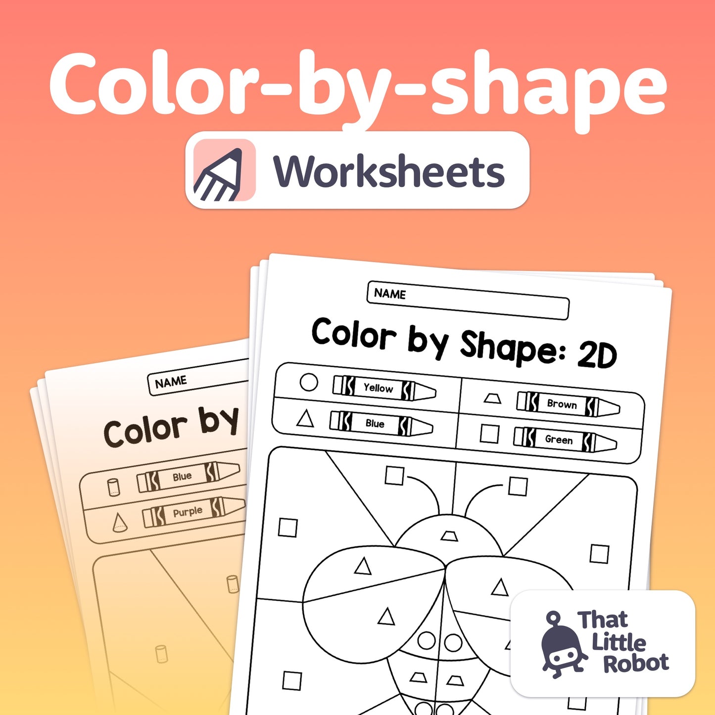 Kindergarten, 1st, and 2nd grade shape worksheets