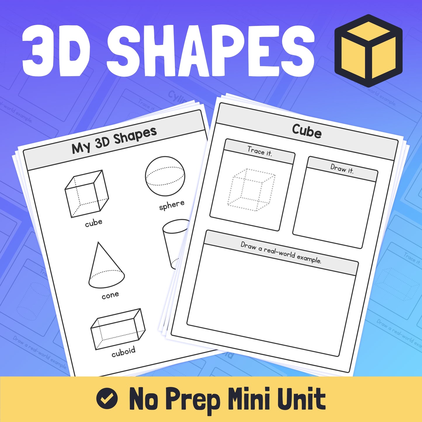 no prep 3d shapes mini unit